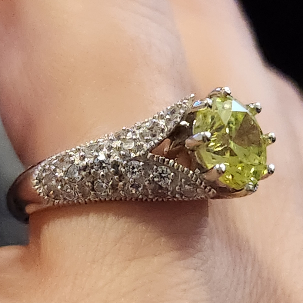 Joe (Joseph) Esposito Espo Green Clear CZ Sterling Silver 925 Ring Size 6